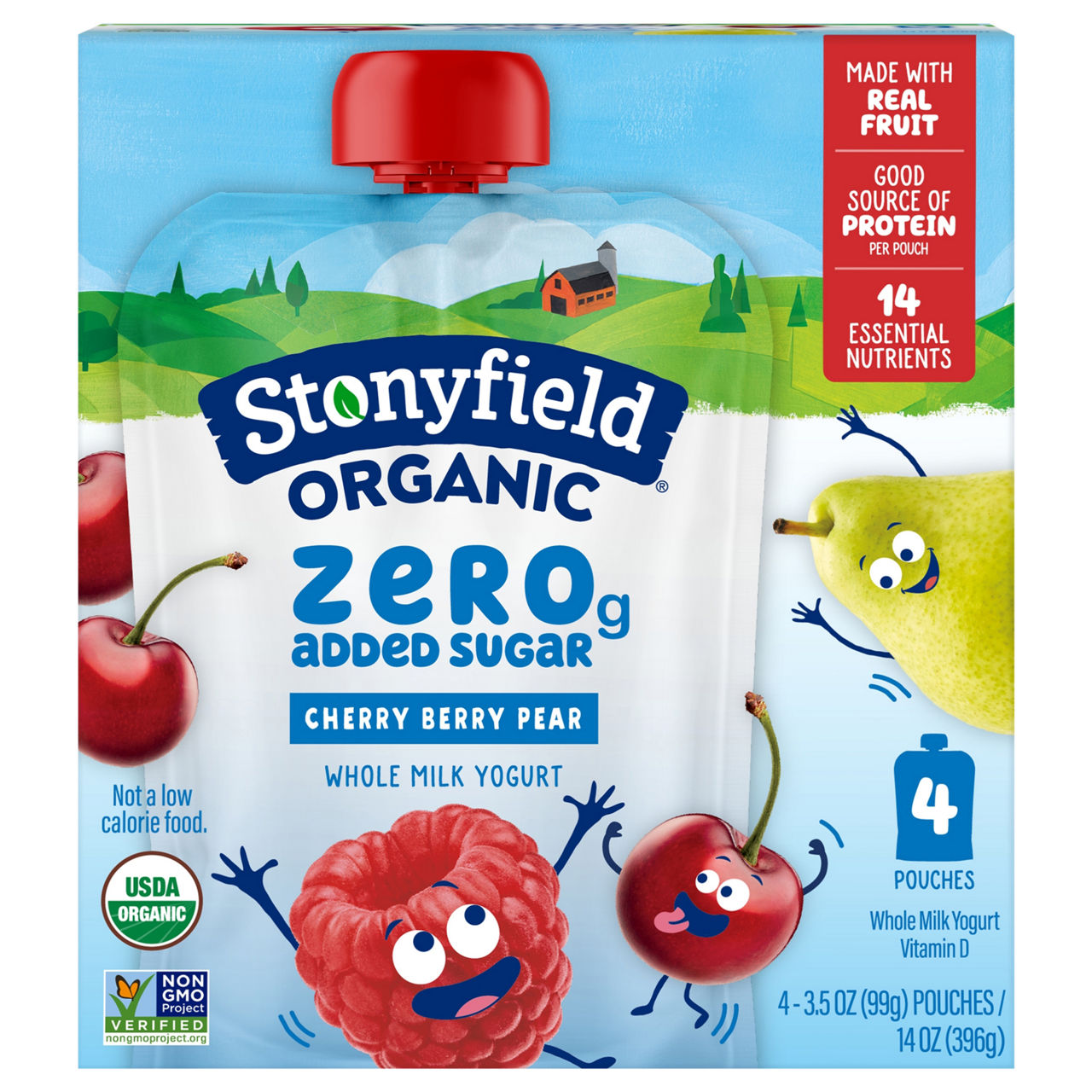 Stonyfield Organic Cherry Berry Pear Zero Added Sugar Whole Milk