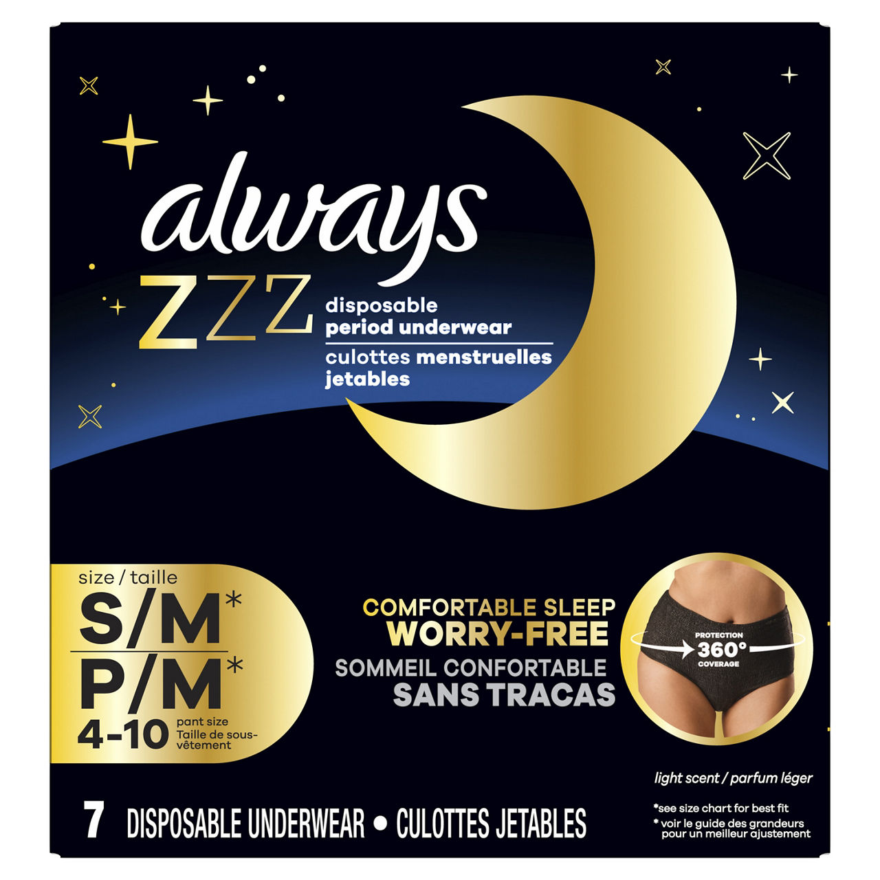 Always ZZZ Overnight Disposable Period Underwear Size XL | Wegmans