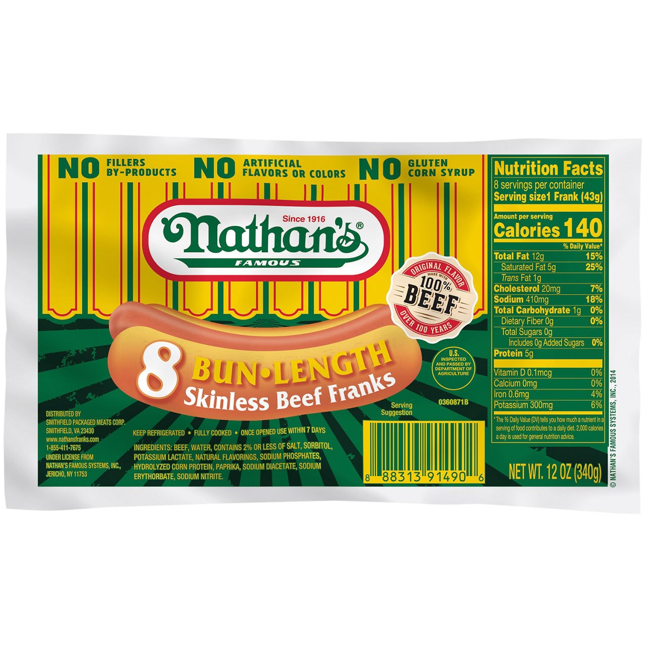 【中古】 Viginettes NathanMilstein ,Pommers Nathan's Famous Uncured Beef Franks | Wegmans