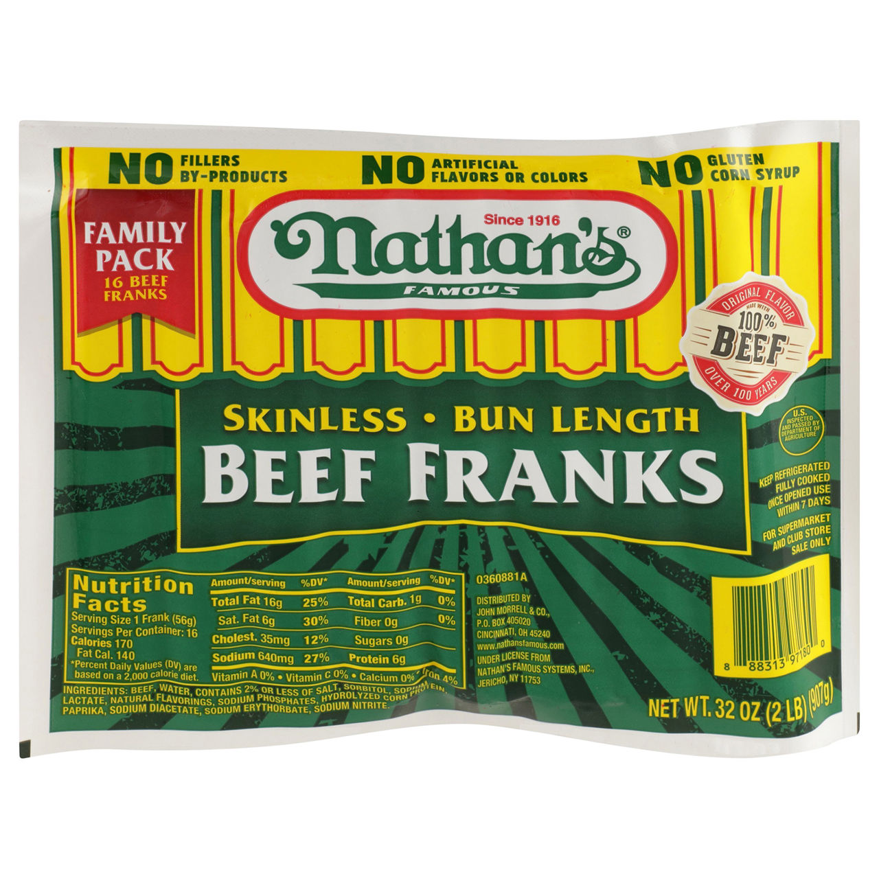 Nathan's Skinless Beef Franks Family Pack | Wegmans