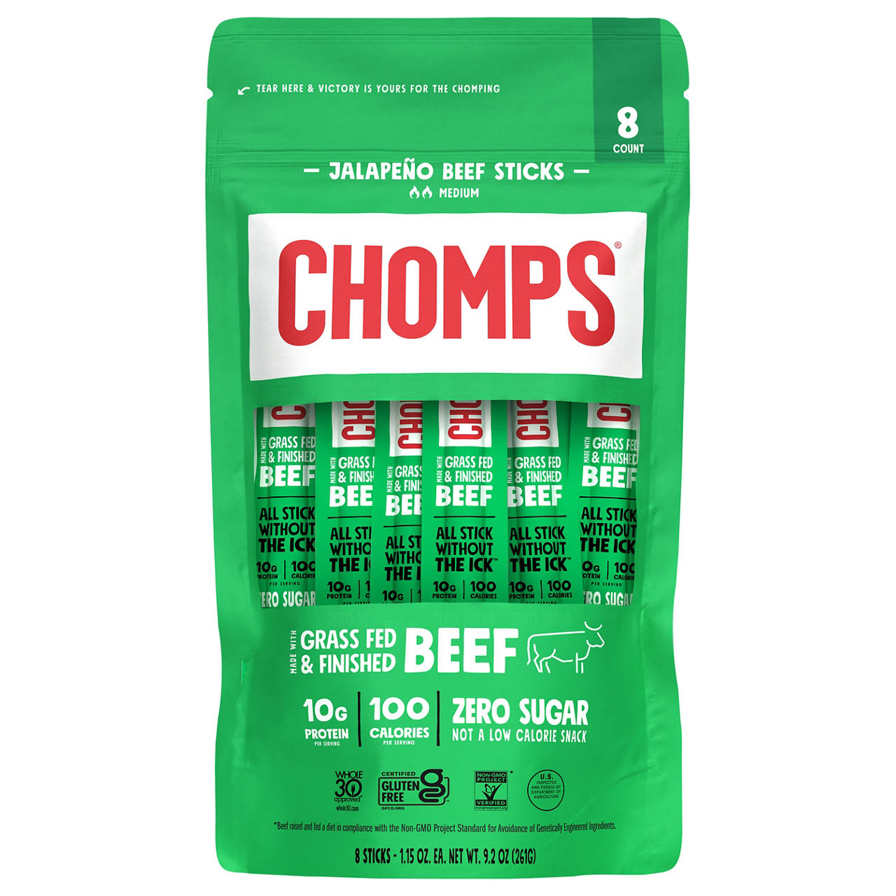 Chomps Zero Sugar Medium Jalapeno Beef Sticks | Wegmans