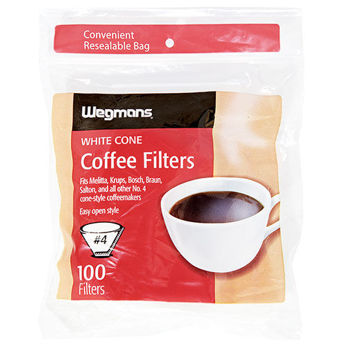 Wegmans #4 White Cone Coffee Filters | Wegmans
