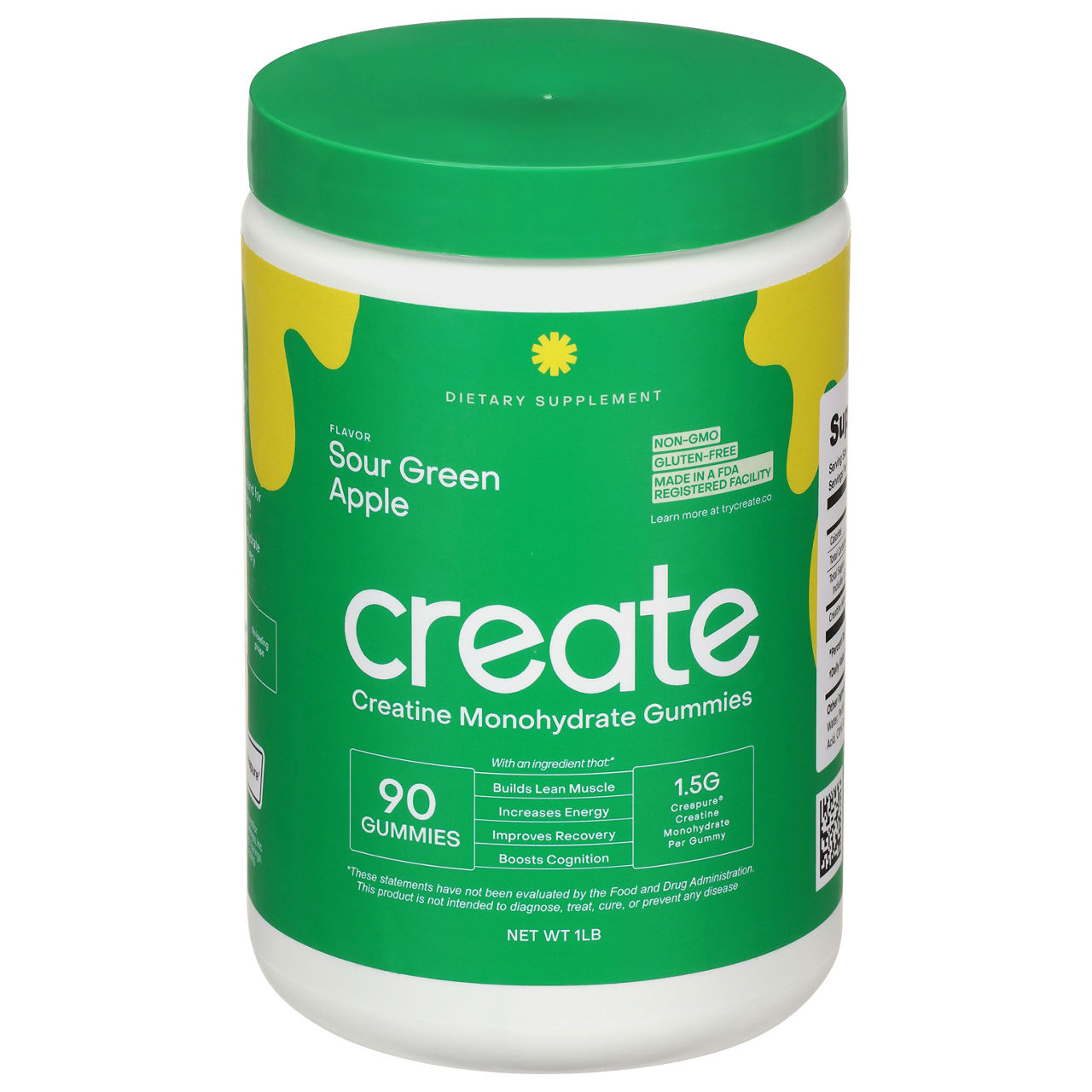 Create Sour Green Apple Flavor Creatine Monohydrate Gummies | Wegmans
