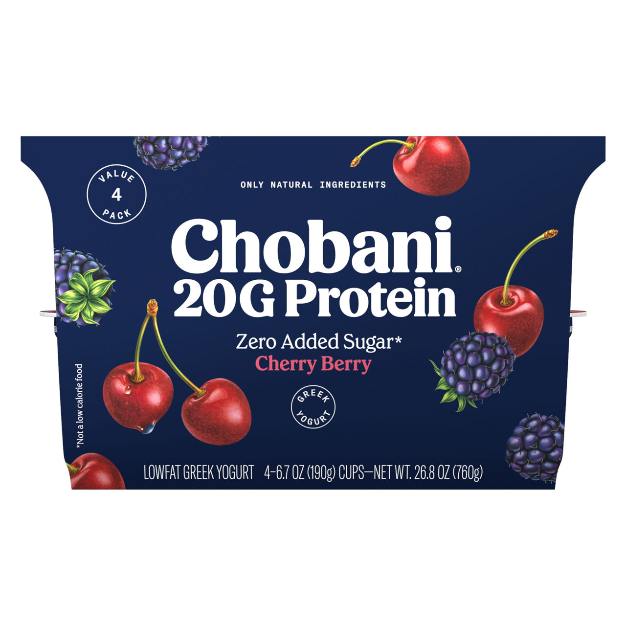 苺　0720 Chobani 20G Protein Lowfat Greek Yogurt Cherry Berry 6.7oz 4PK