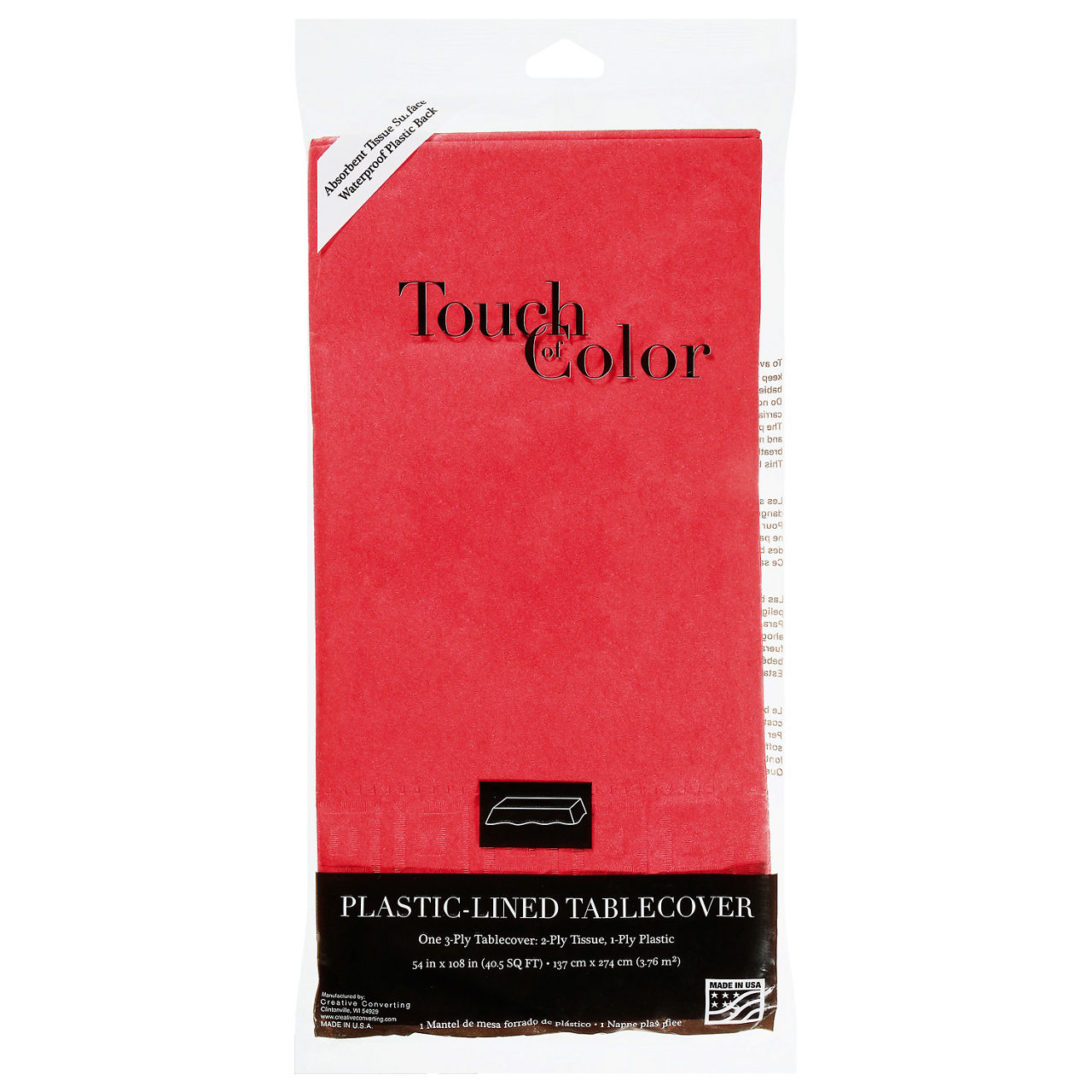 Touch of Color Classic Red Plastic-Lined Table Cover | Wegmans