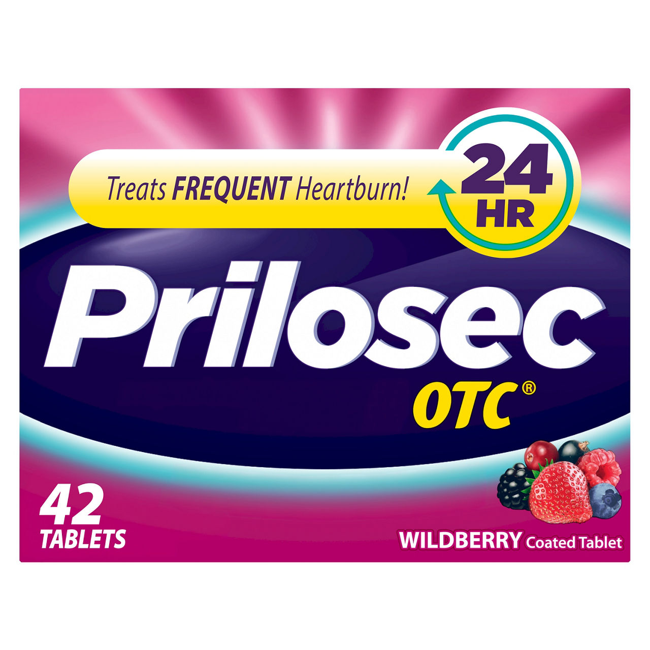 Prilosec OTC Acid Reducer Heartburn Relief, Omeprazole, Tablets, Wildberry Flavor