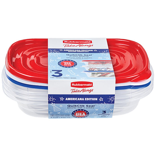 Rubbermaid Takealong Red White Blue Rectangle 4C Food Containers