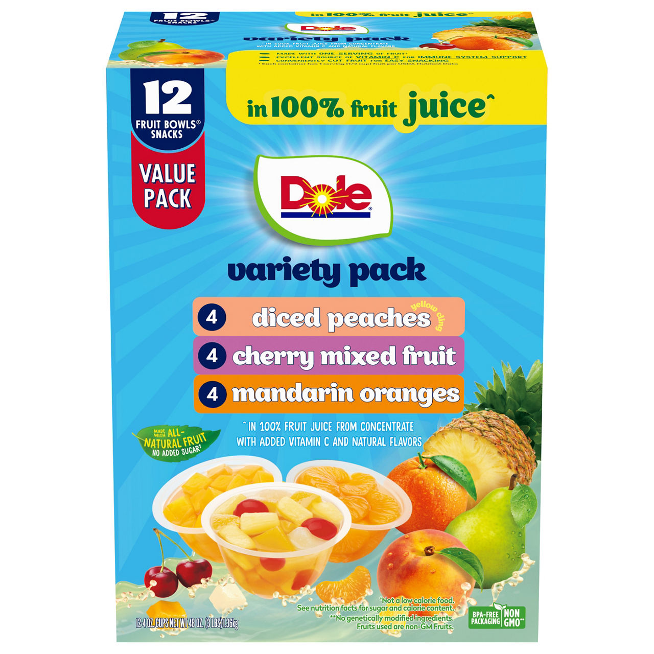 Dole Variety Pack Assorted Fruit Bowls Snacks Value Pack | Wegmans