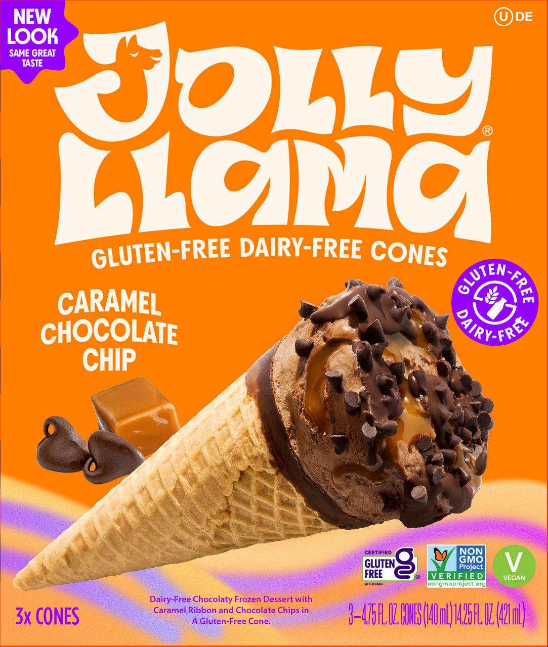CALECM プロフェッショナル•クリーム　20g Jolly Llama Cones, Gluten-Free & Dairy-Free, Caramel Chocolate