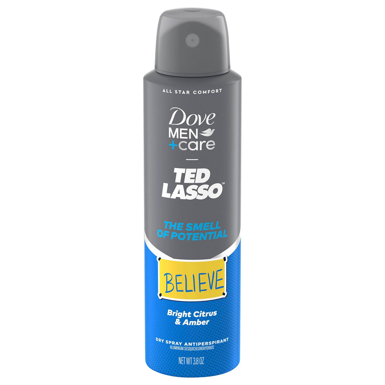 Dove Men+Care Ted Lasso Bright Citrus & Amber Dry Spray Antiperspirant