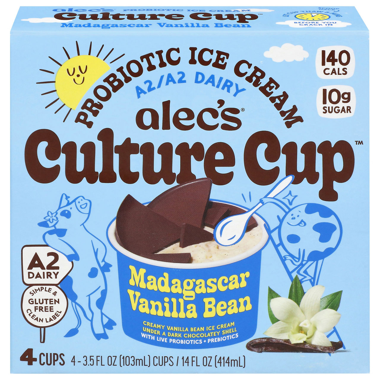 Alec's Culture Cup Probiotic Madagascar Vanilla Bean Ice Cream