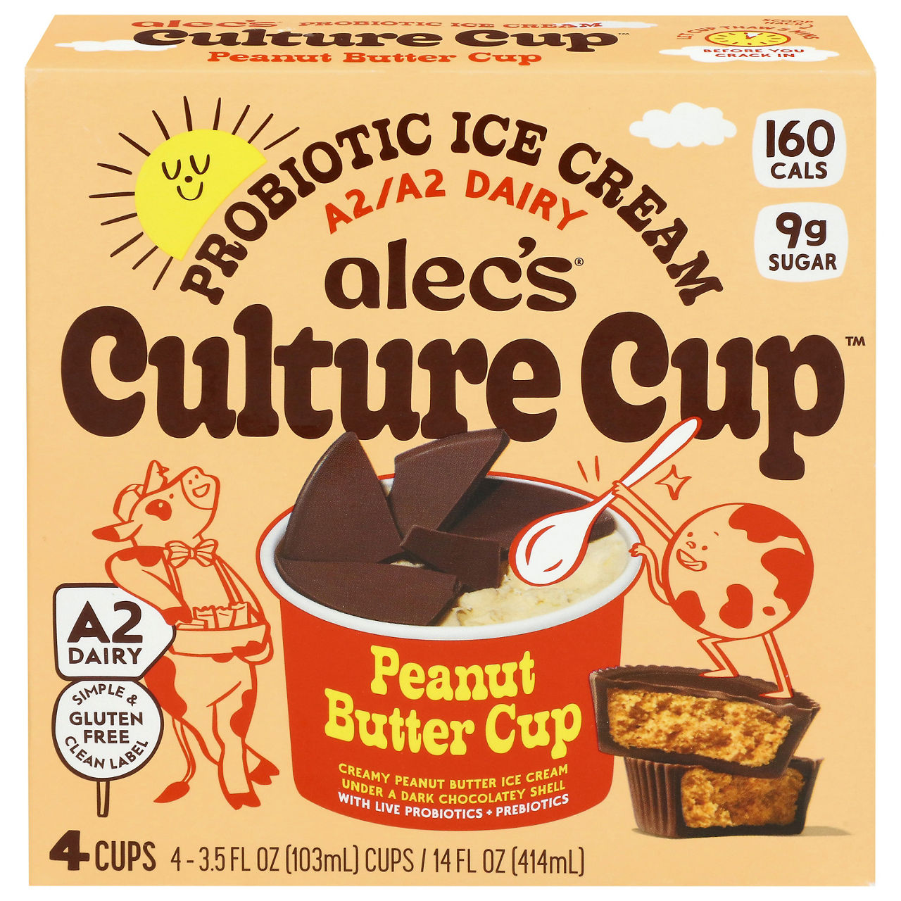 Alec's Culture Cup Probiotic Dark Chocolate Honeycomb Crunch Ice