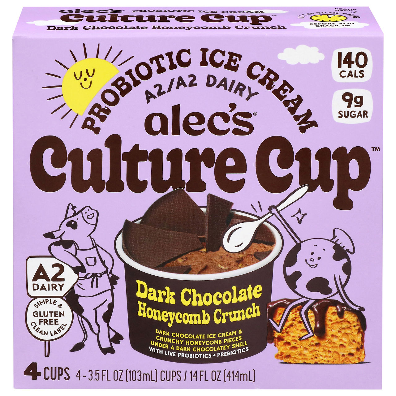 Alec's Culture Cup Probiotic Dark Chocolate Honeycomb Crunch Ice