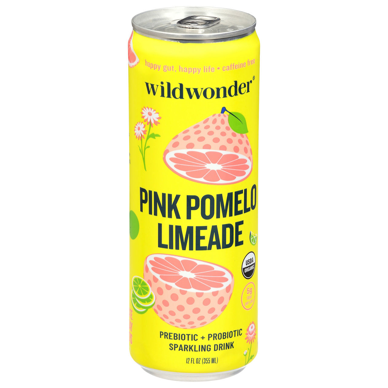 Wildwonder Prebiotic + Probiotic Pink Pomelo Limeade Sparkling