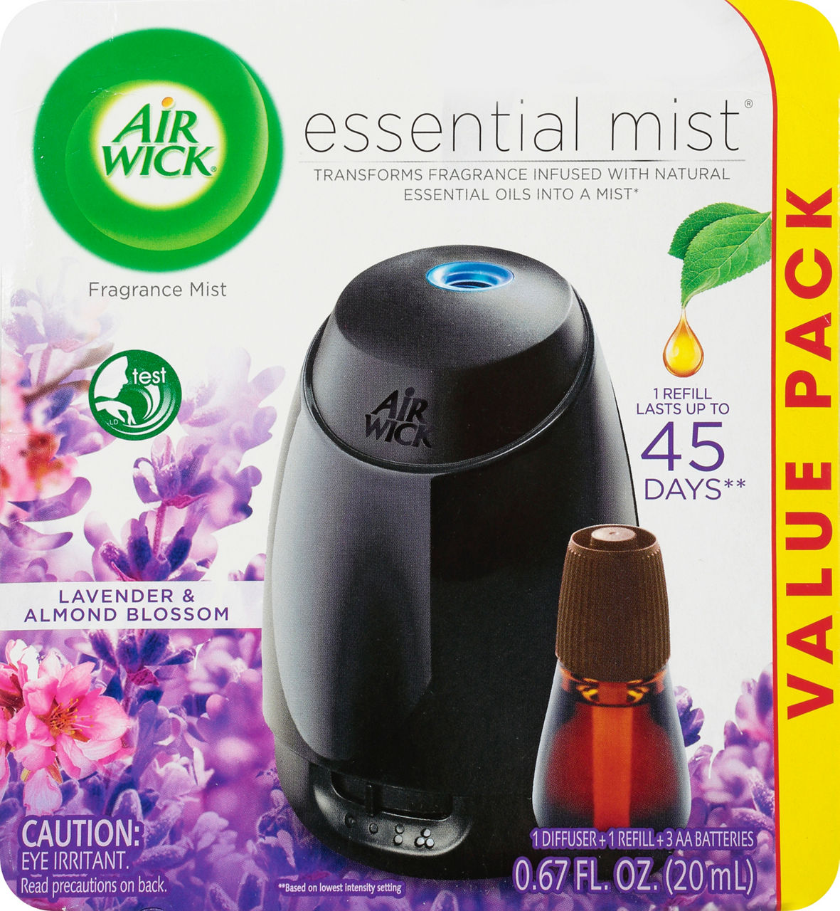 Air Wick Essential Mist Fragrance Mist Diffuser, Lavender & Almond Blossom, Value Pack
