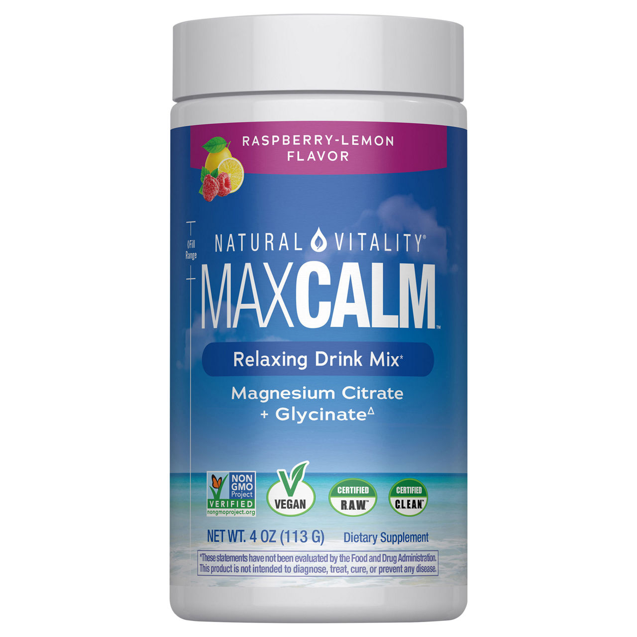 Natural Vitality MaxCalm Raspberry-Lemon Flavor Magnesium Citrate