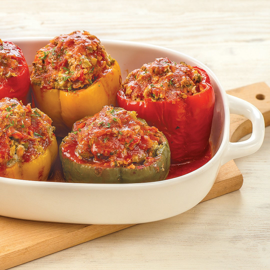 Stuffed Peppers with Cauliflower "Rice"